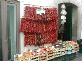 Chilies hanging on a wall in Amalfi
