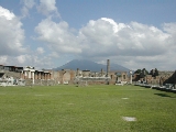 Pompeii with Vesuvius looming in the distance